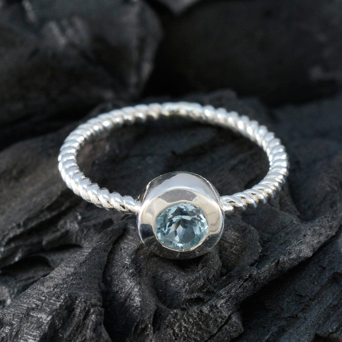 Zoe Abstract Blue Solitaire Ring