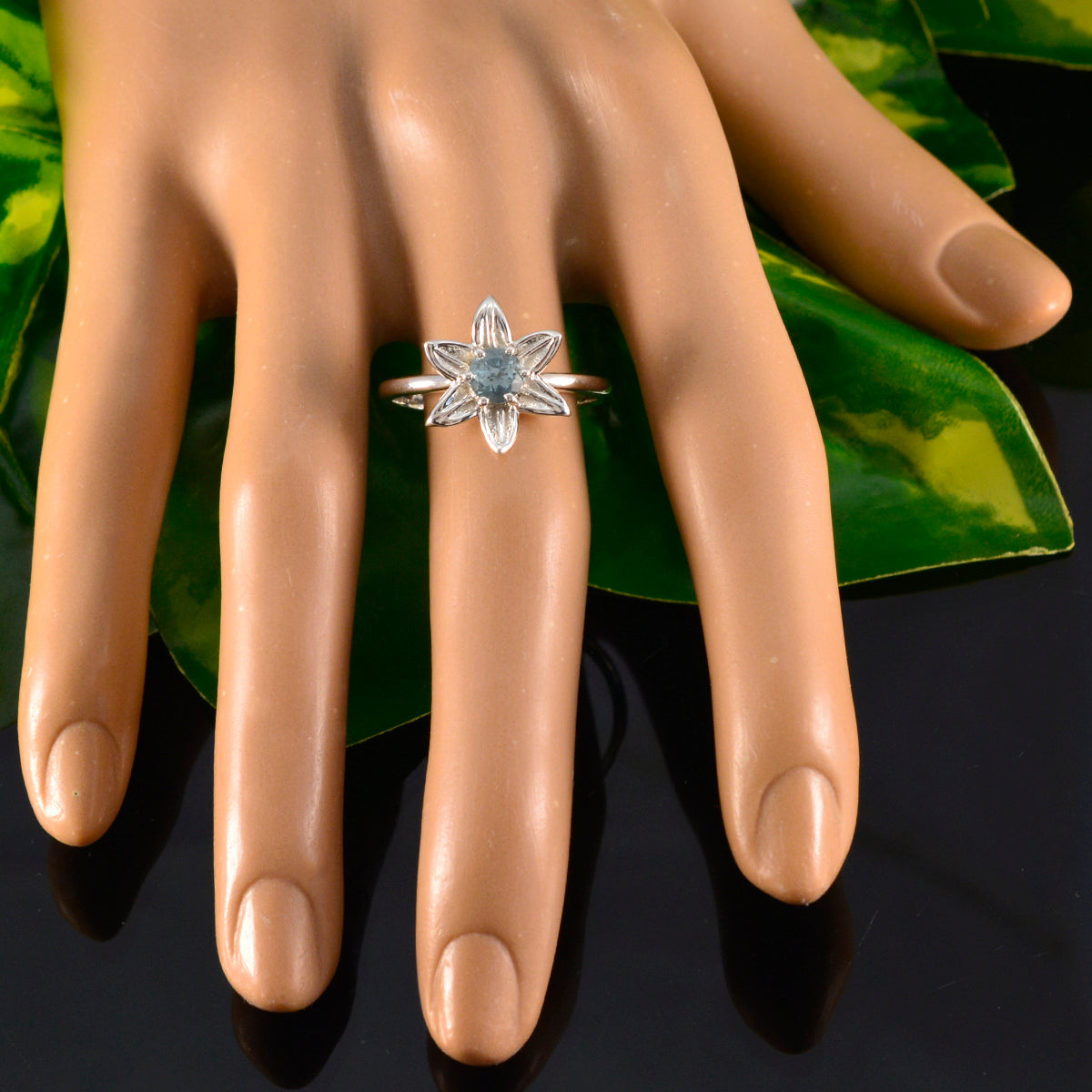 Jia Contemporary Blue Solitaire Ring