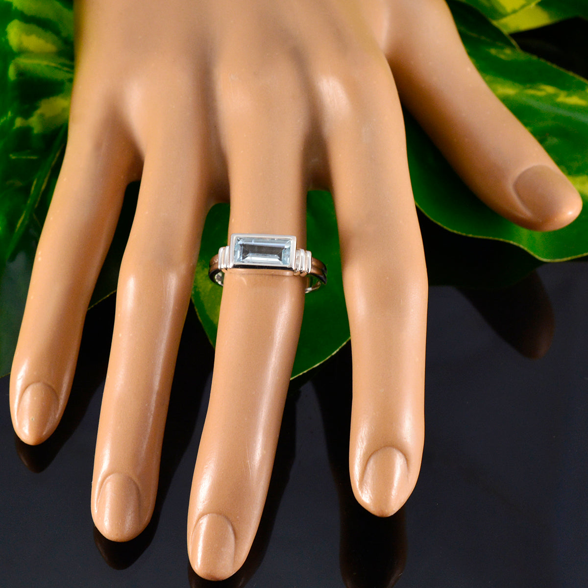 Kristine Abstract Blue Solitaire Ring