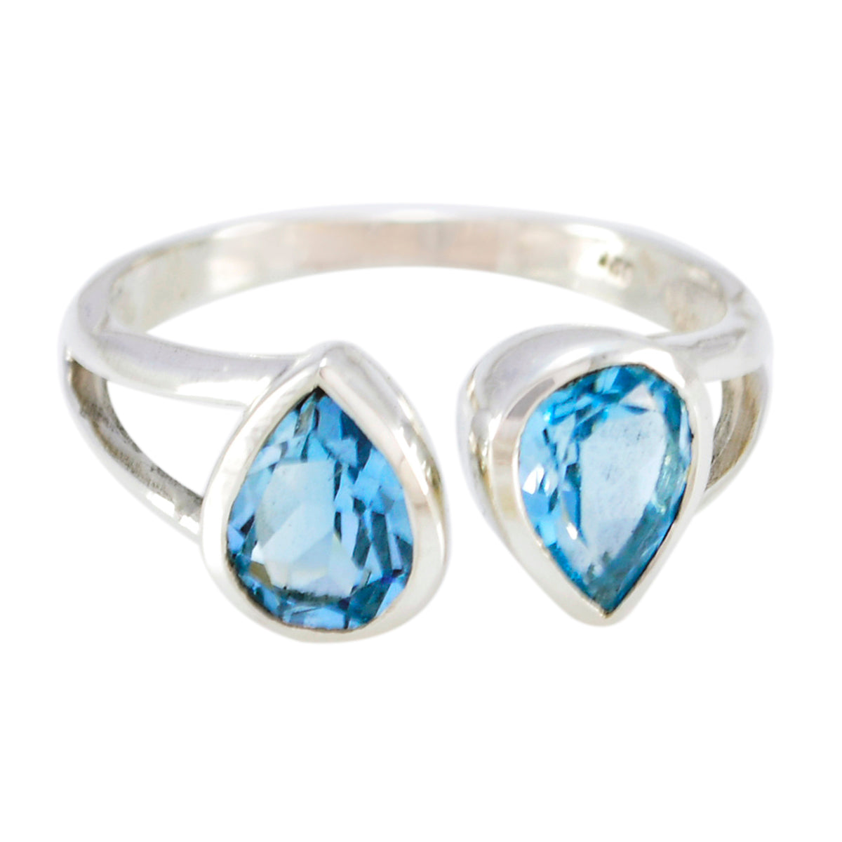 Alina Contemporary Blue Toi et Moi Ring Blue Topaz Blue