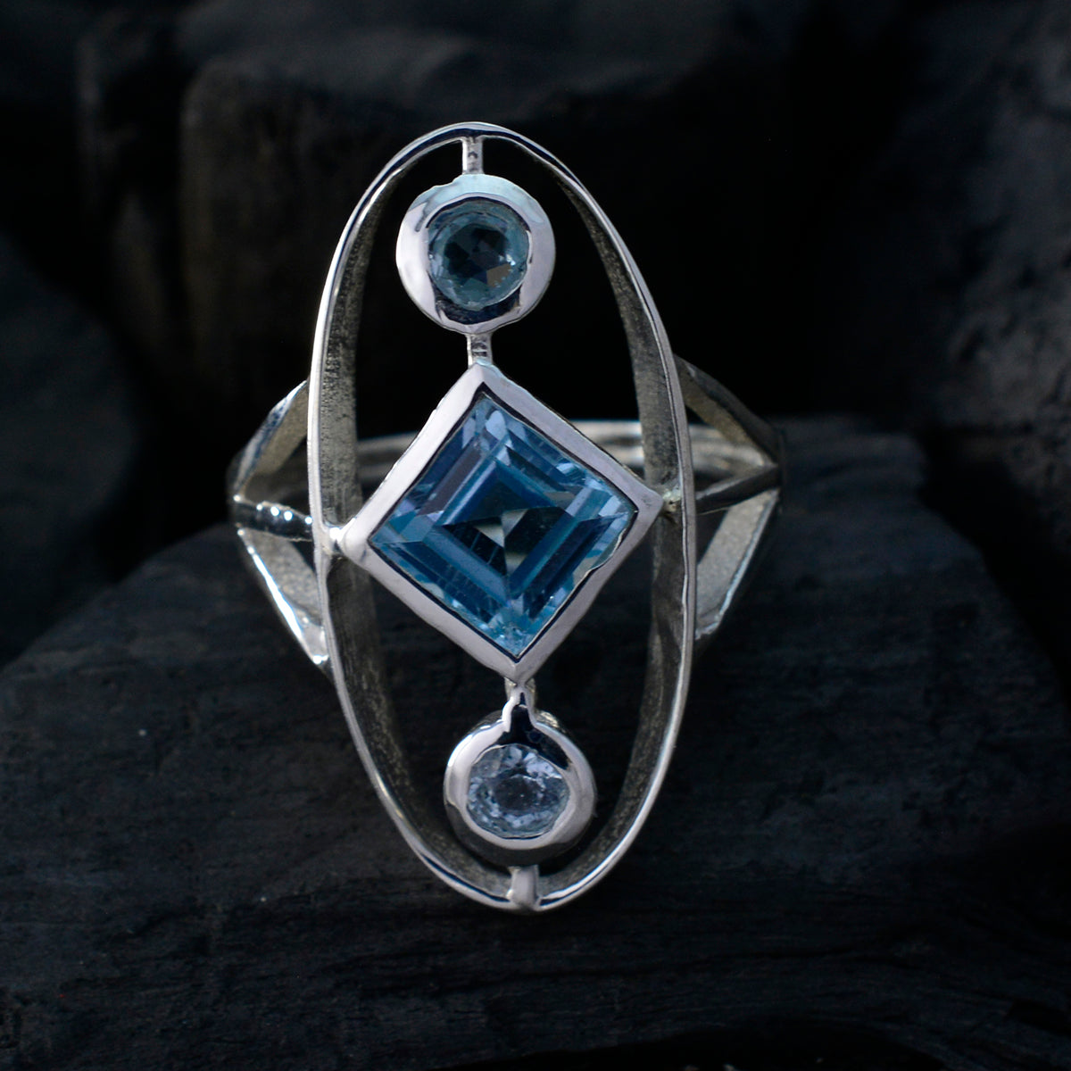 Leah Graceful Blue Trilogy Ring