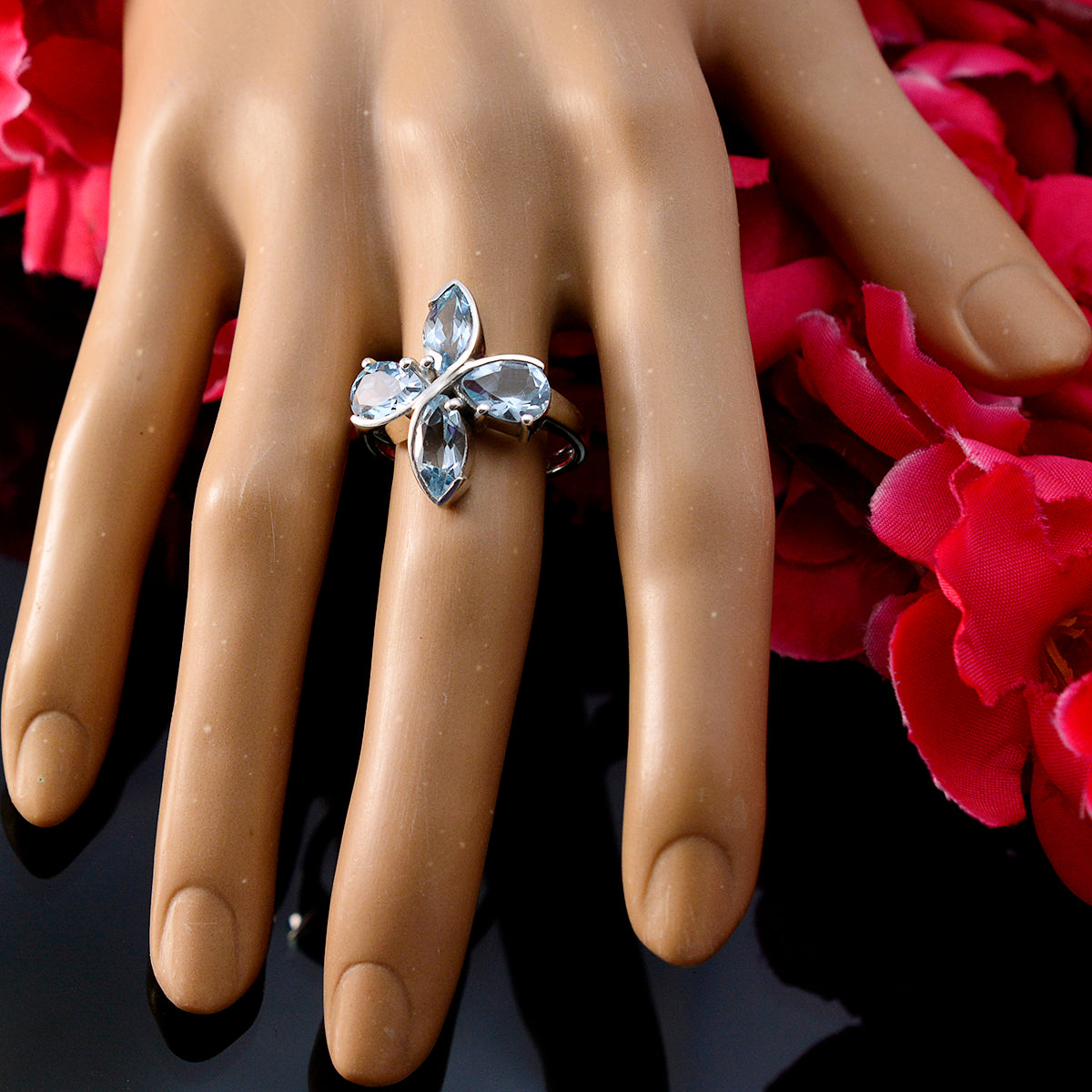 Sarah Floral Blue quarter Ring