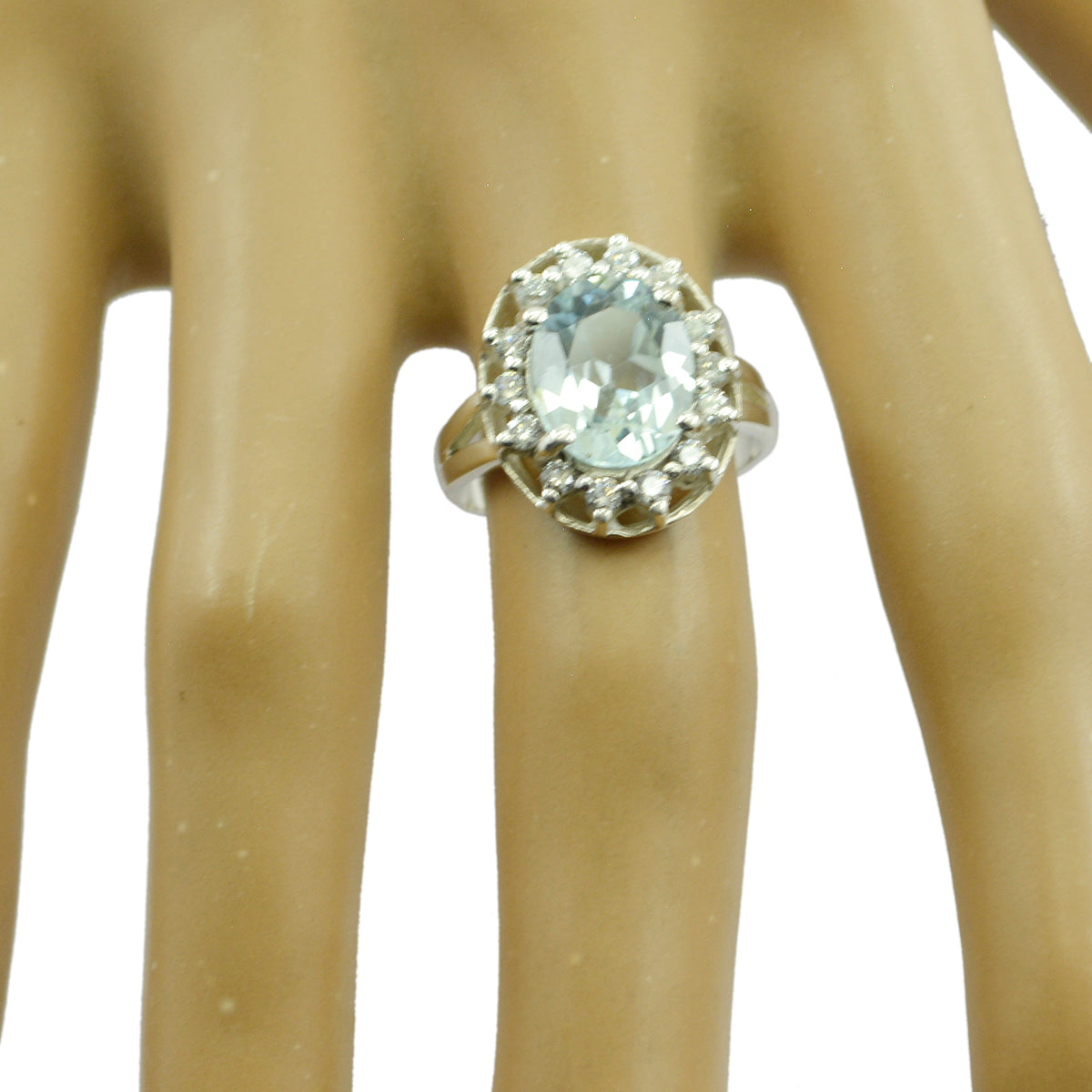 Meera Abstract Blue Halo Ring
