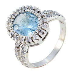 Ava Contemporary Blue Halo Ring Blue Topaz Blue