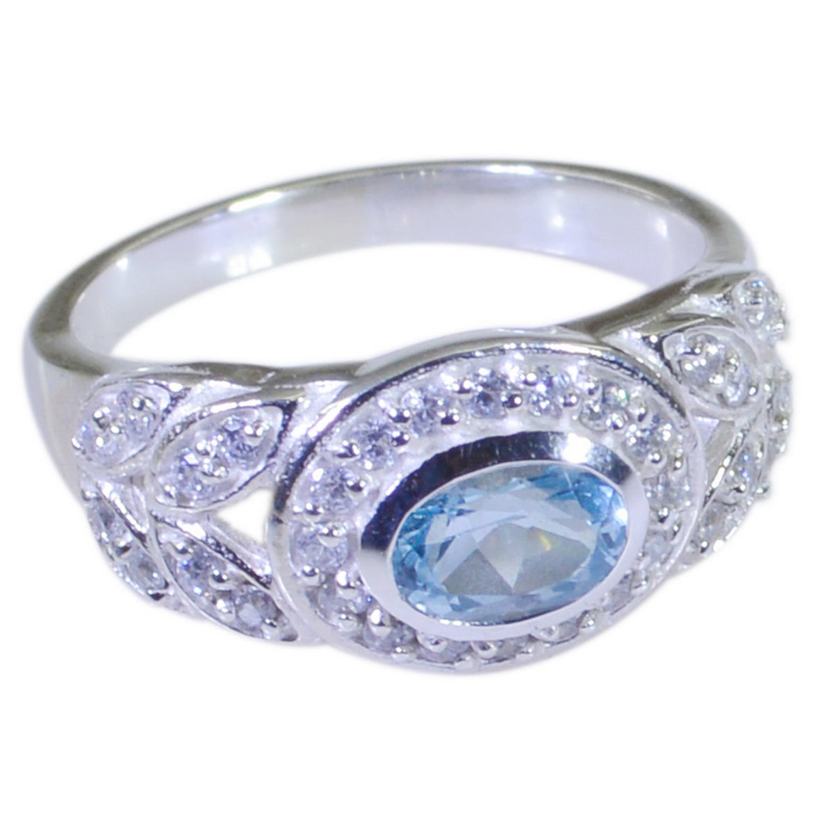 Victoria Glamorous Blue Halo Ring Blue Topaz Blue
