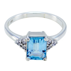 Abigail Modern Blue Halo Ring Blue Topaz Blue