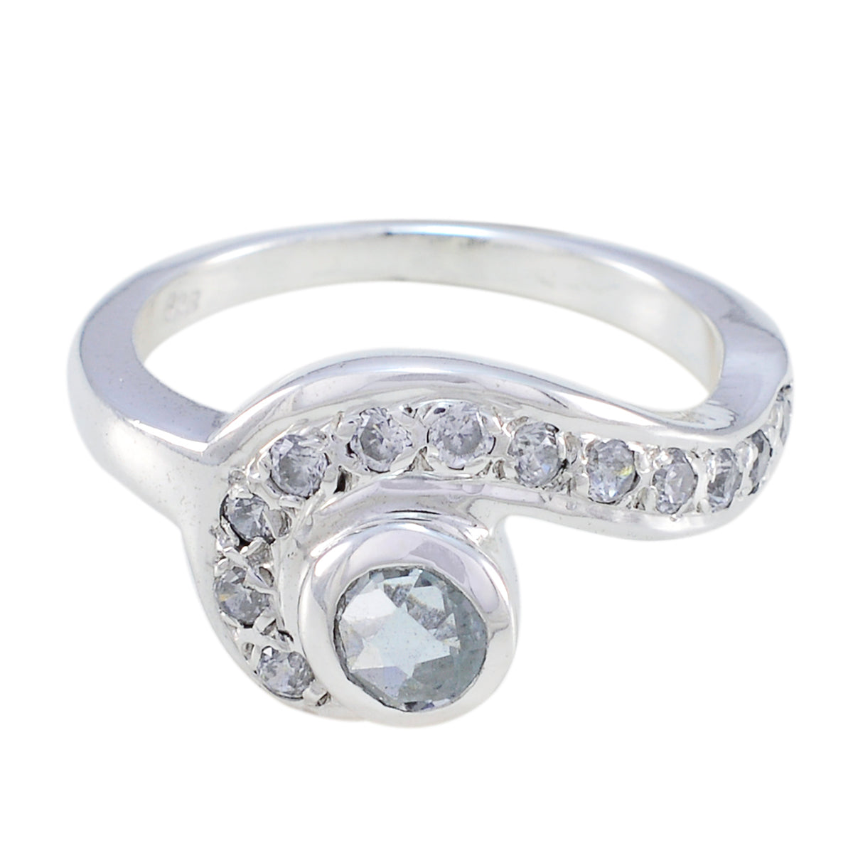 Amelia Cultural Blue Halo Ring Blue Topaz Blue