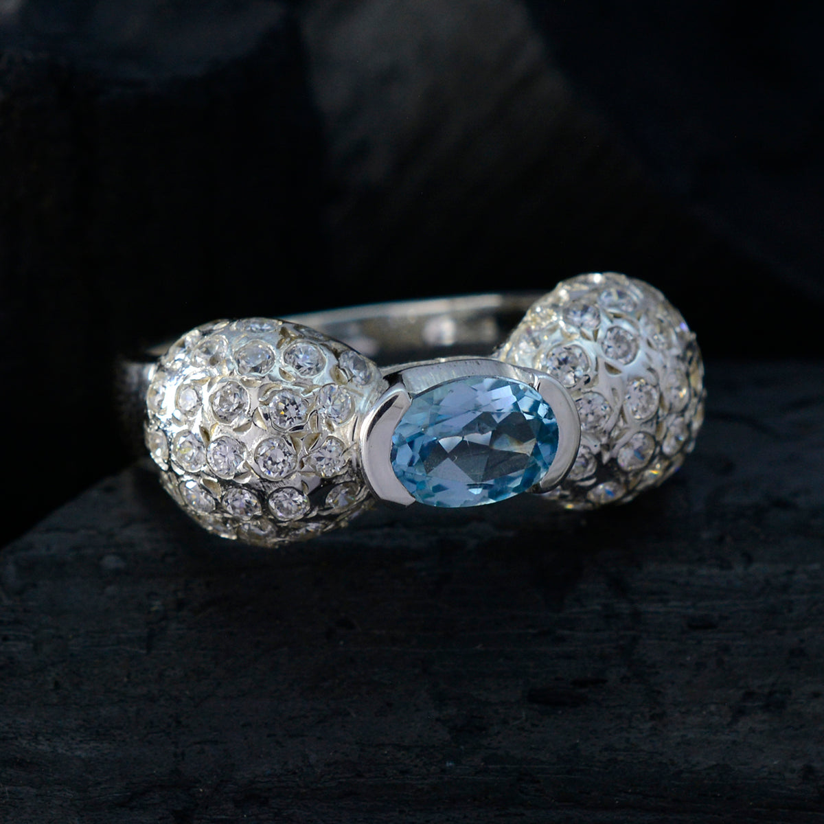 Abigail Artisan Blue Halo Ring