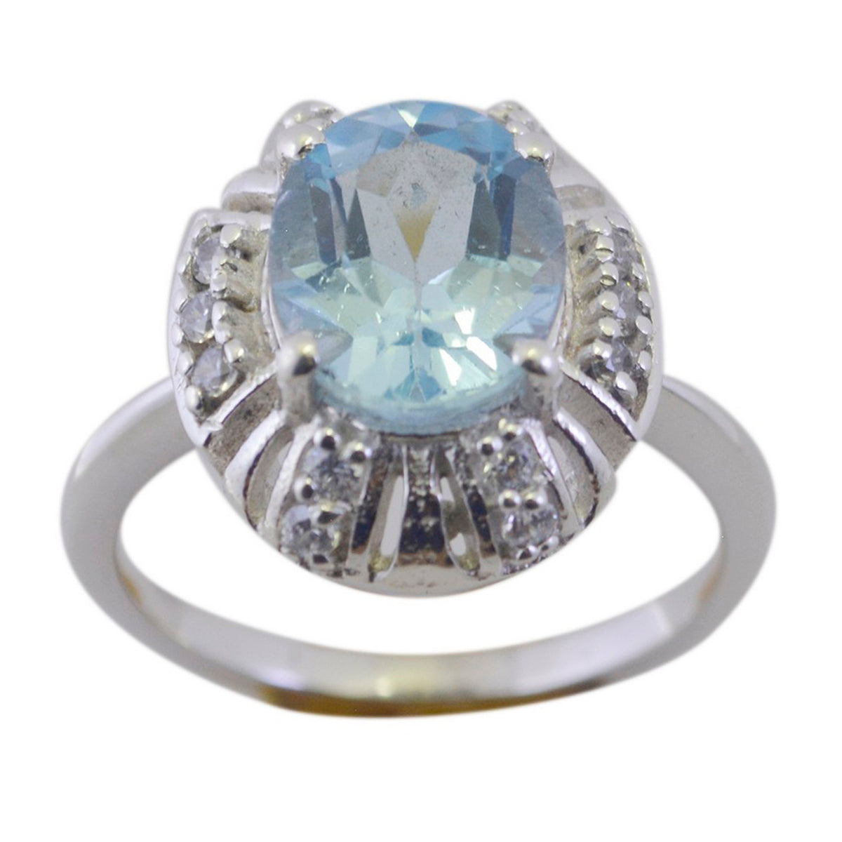 Camilla Romantic Blue Halo Ring Blue Topaz Blue