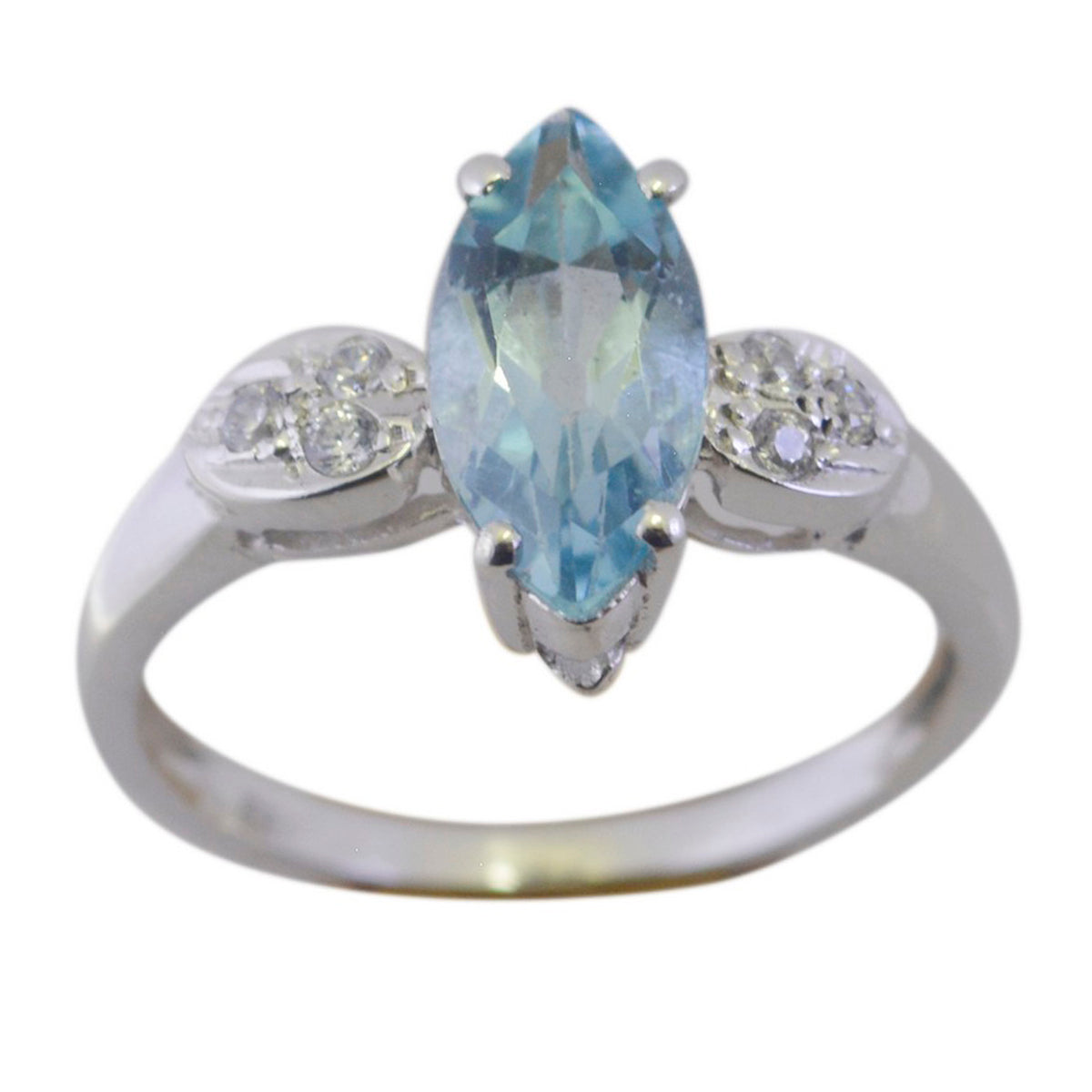Emilia Graceful Blue Halo Ring Blue Topaz Blue