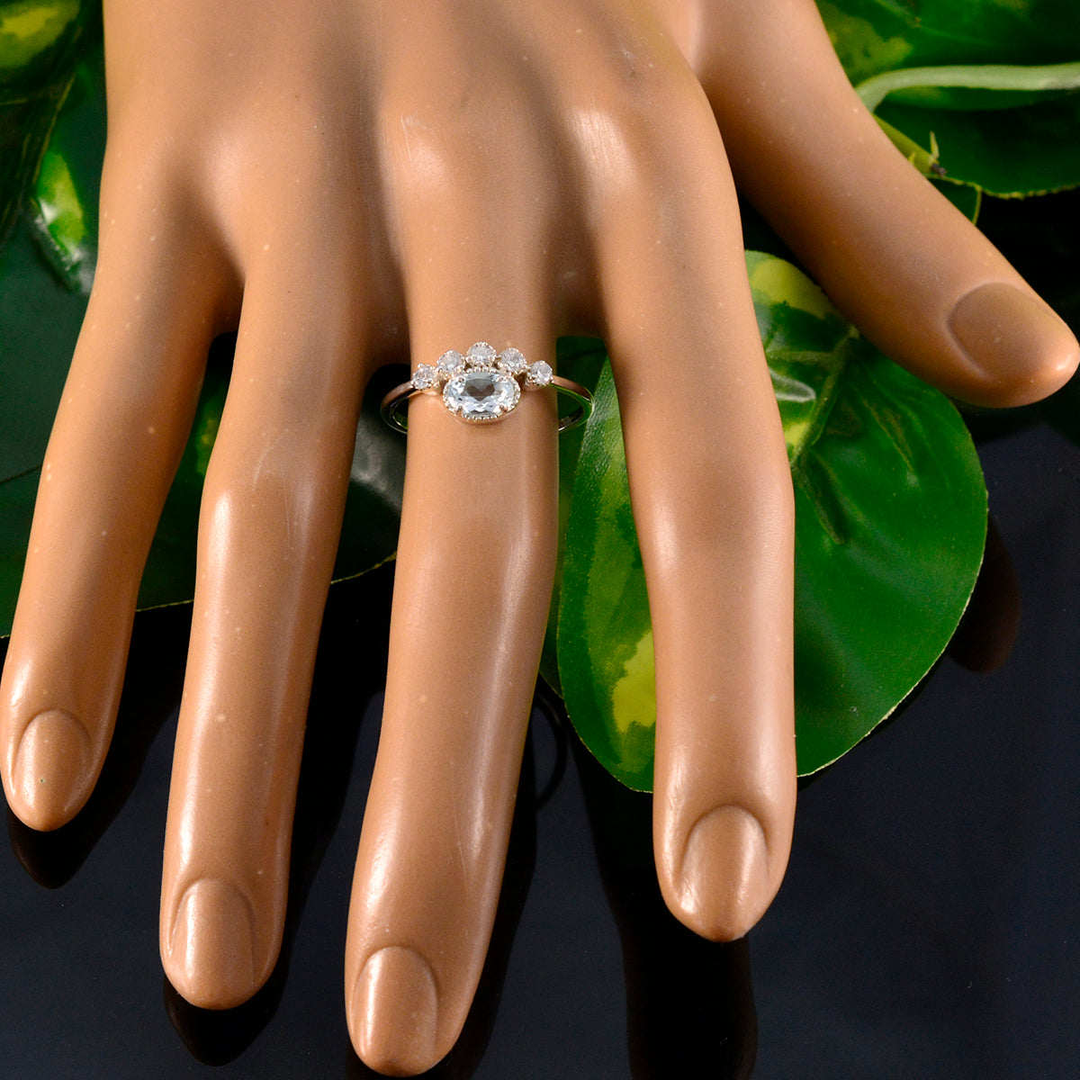 Hua Abstract Blue Halo Ring