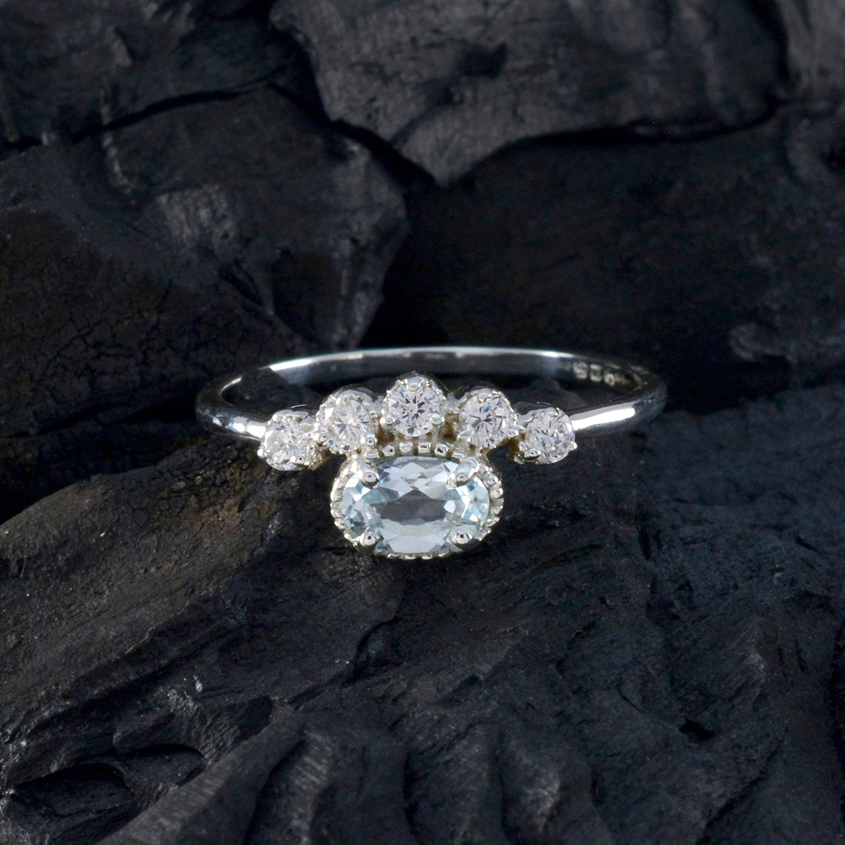 Hua Abstract Blue Halo Ring
