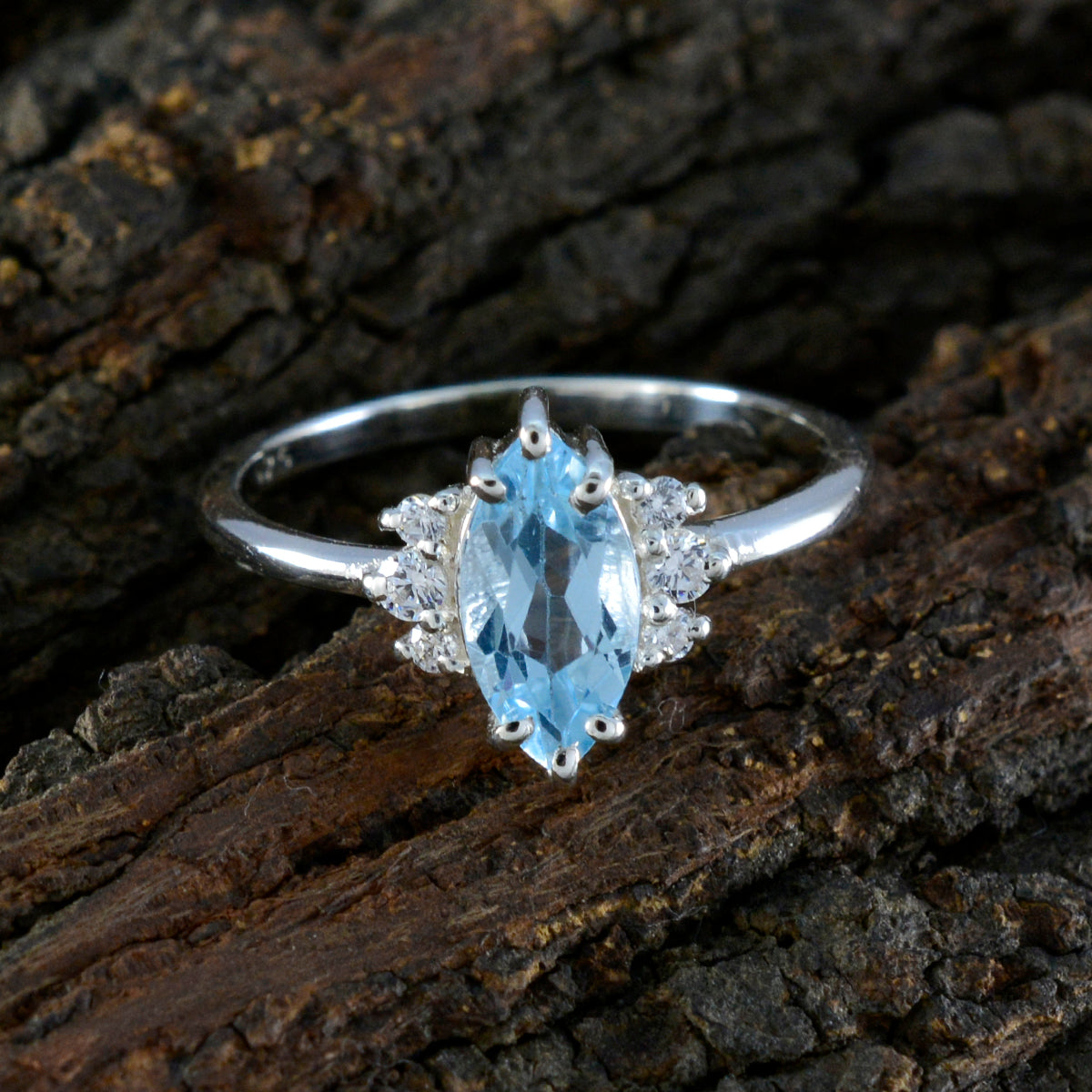 Emi Abstract Blue Halo Ring