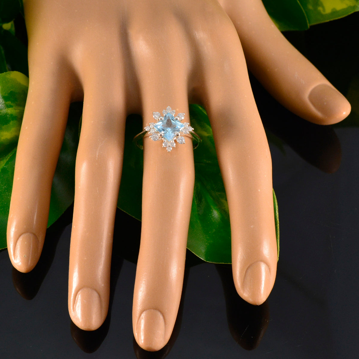 Riya Abstract Blue Halo Ring