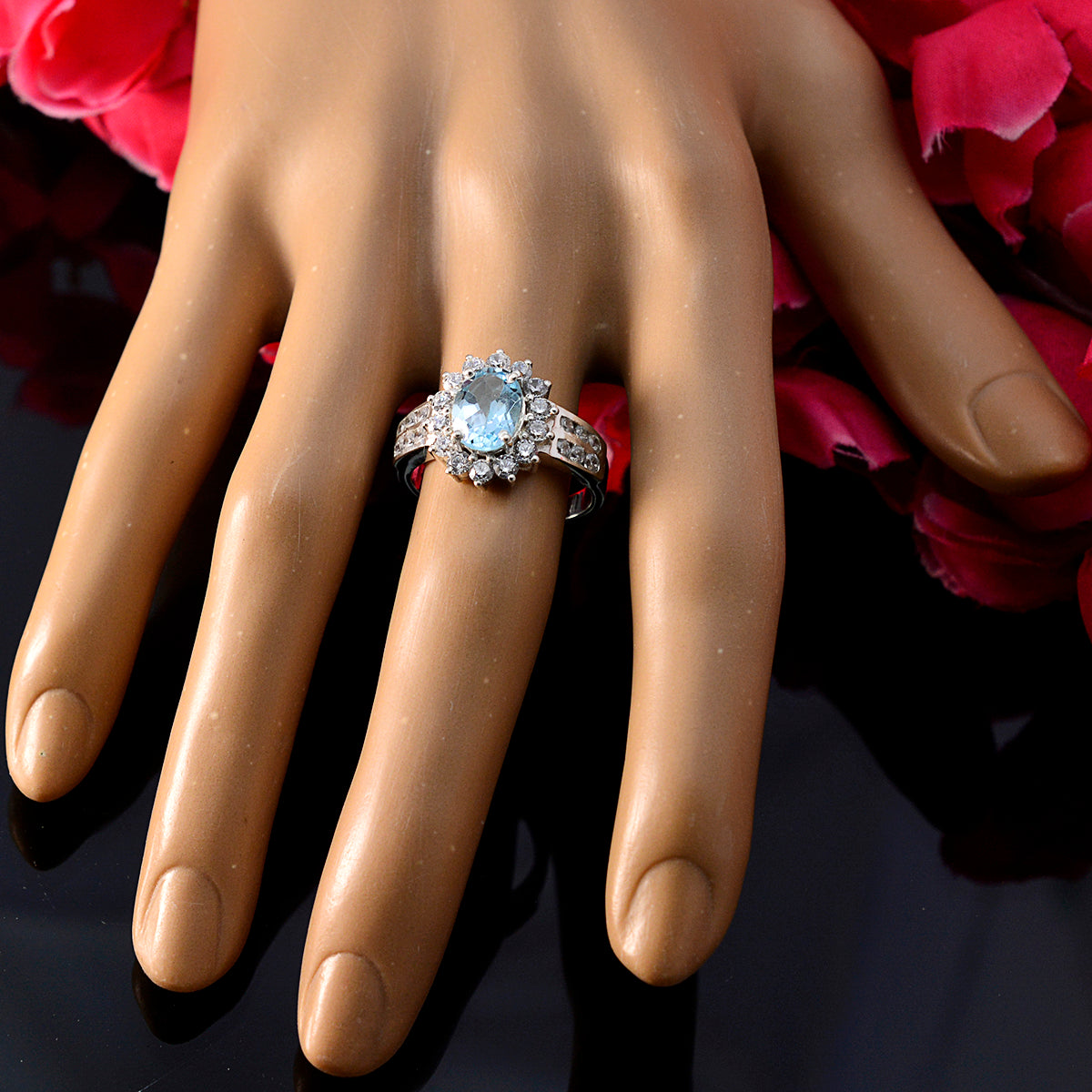 Scarlett Trendy Blue Halo Ring