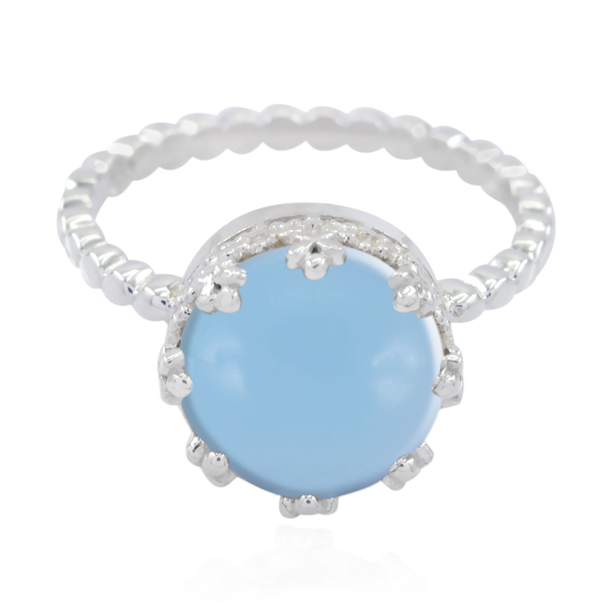 María Contemporary Blue Solitaire Ring Blue Chalcedony Blue