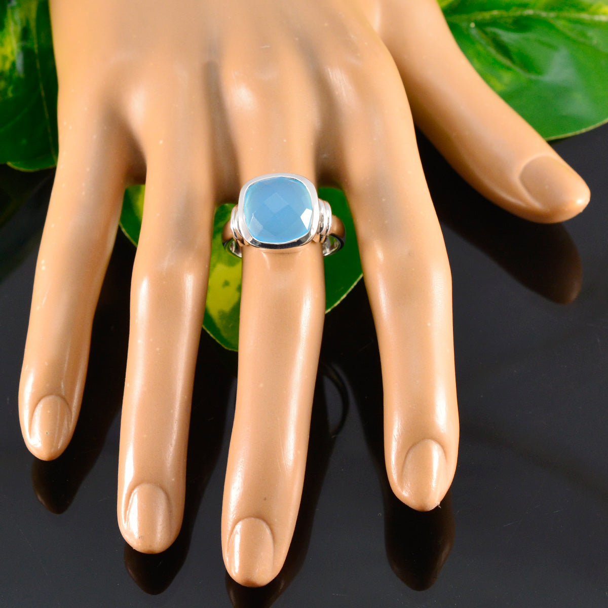 Lourdes Modern Aqua Solitaire Ring