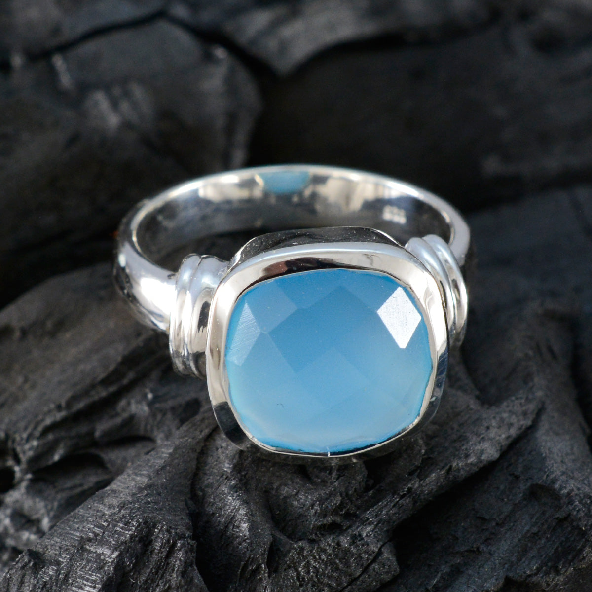 Lourdes Modern Aqua Solitaire Ring