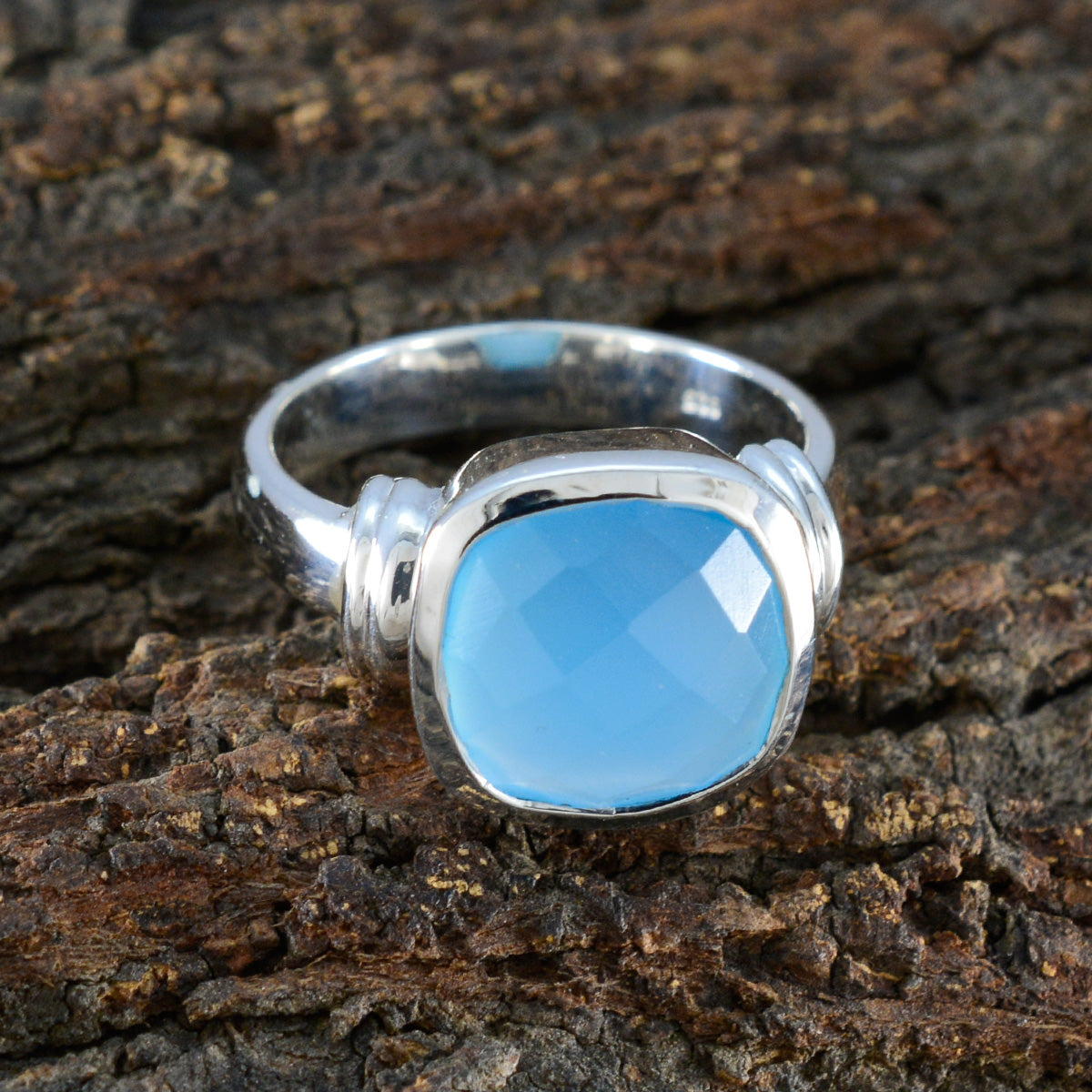 Lourdes Modern Aqua Solitaire Ring