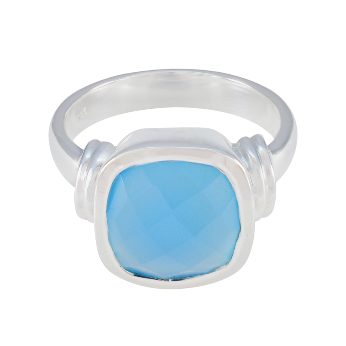 Lourdes Modern Aqua Solitaire Ring Aqua Chalcedony Green
