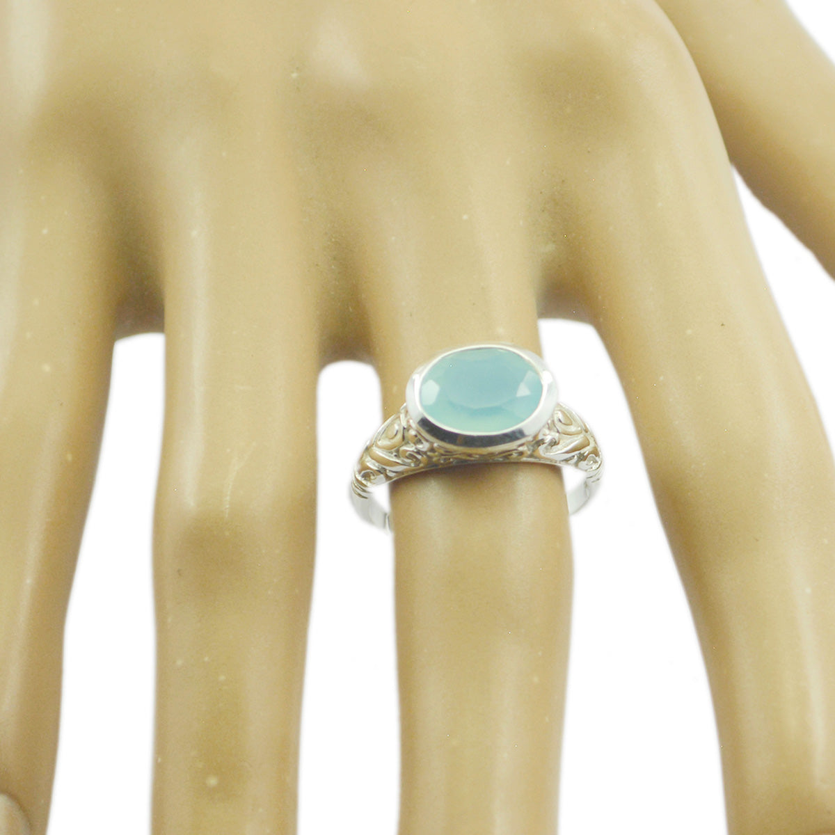 Addison Art Deco Blue Solitaire Ring