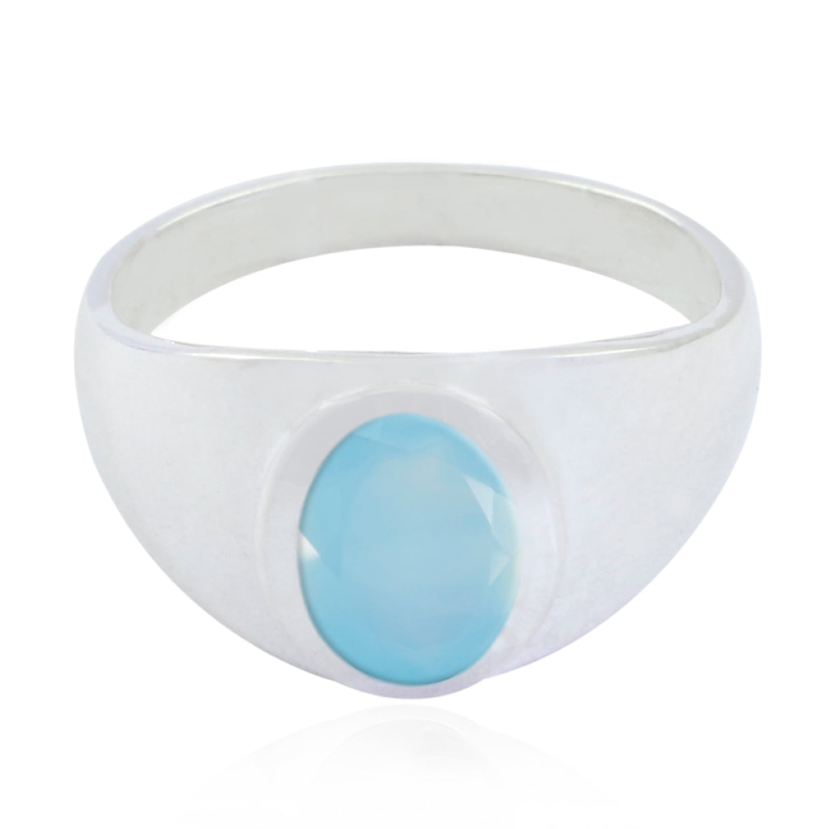 Ananya Traditional Blue Solitaire Ring Blue Chalcedony Blue