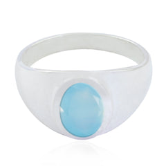 Ananya Traditional Blue Solitaire Ring Blue Chalcedony Blue