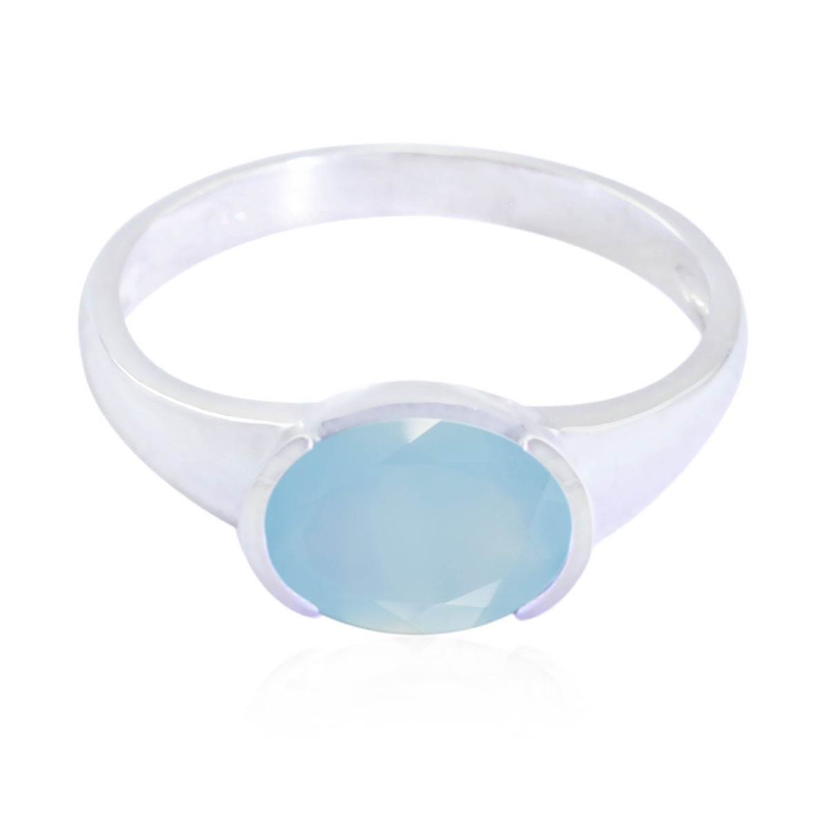 Chloe Contemporary Blue Solitaire Ring Blue Chalcedony Blue