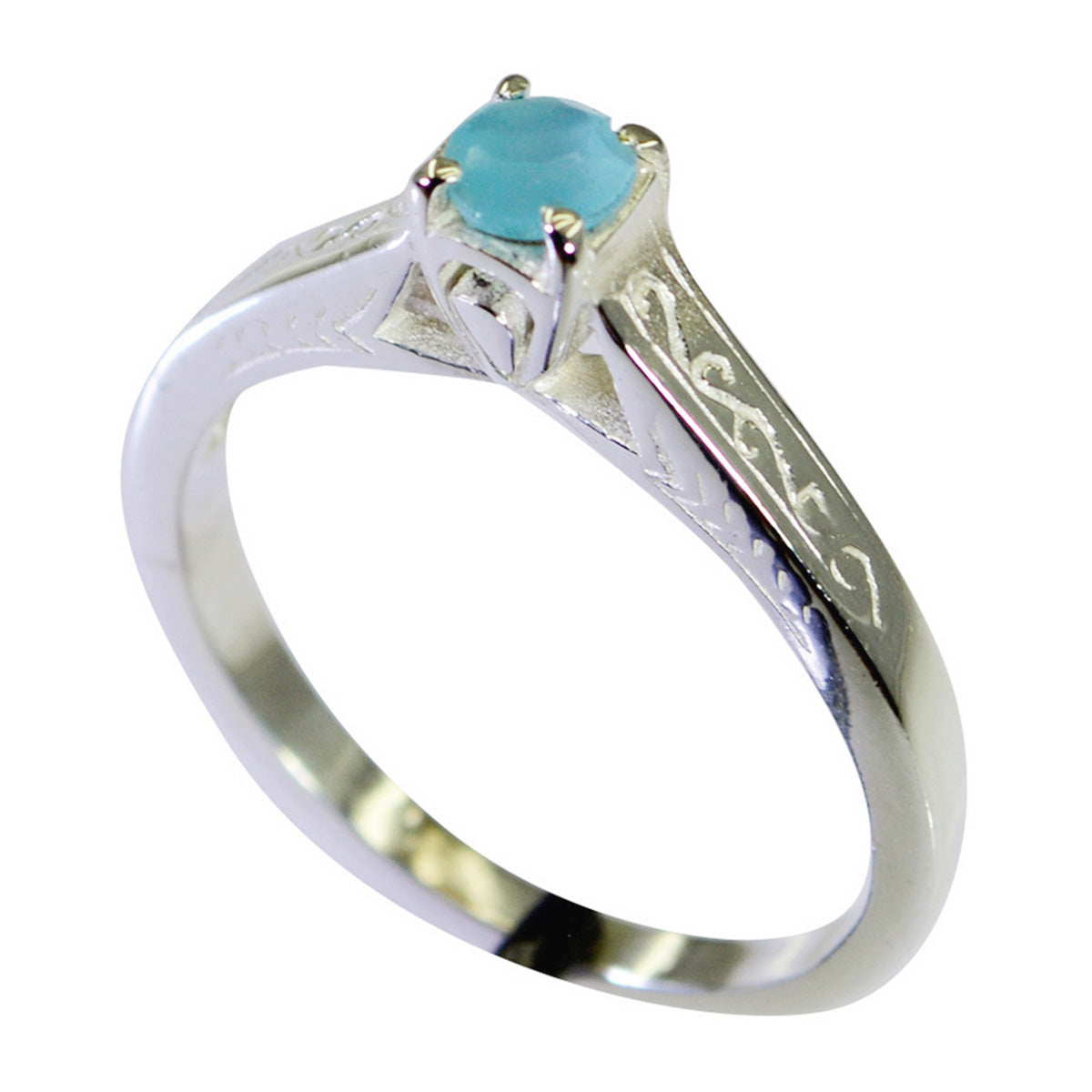 Claire Abstract Blue Solitaire Ring Blue Chalcedony Blue
