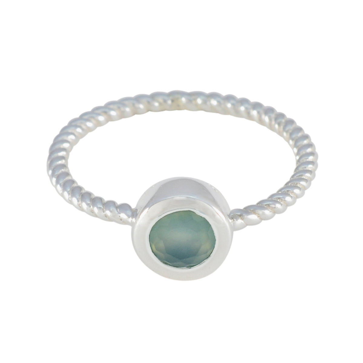 Hana Trendy Aqua Solitaire Ring Aqua Chalcedony Green
