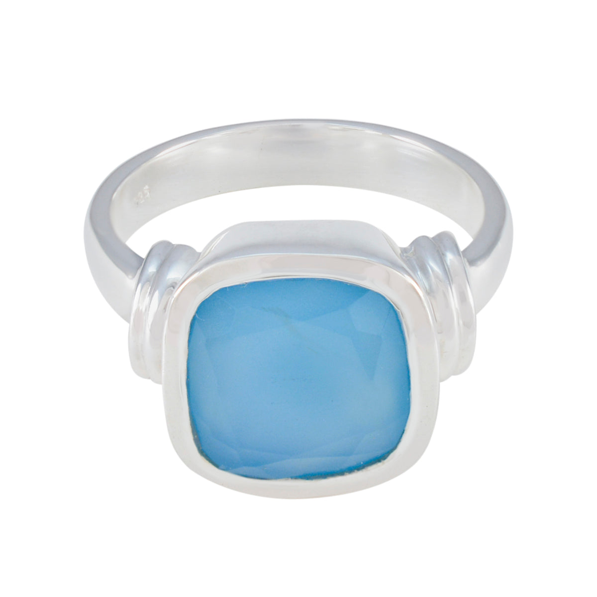Elena Armor Blue Solitaire Ring Blue Chalcedony Blue