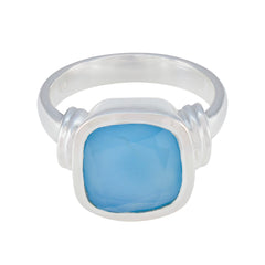 Elena Armor Blue Solitaire Ring Blue Chalcedony Blue