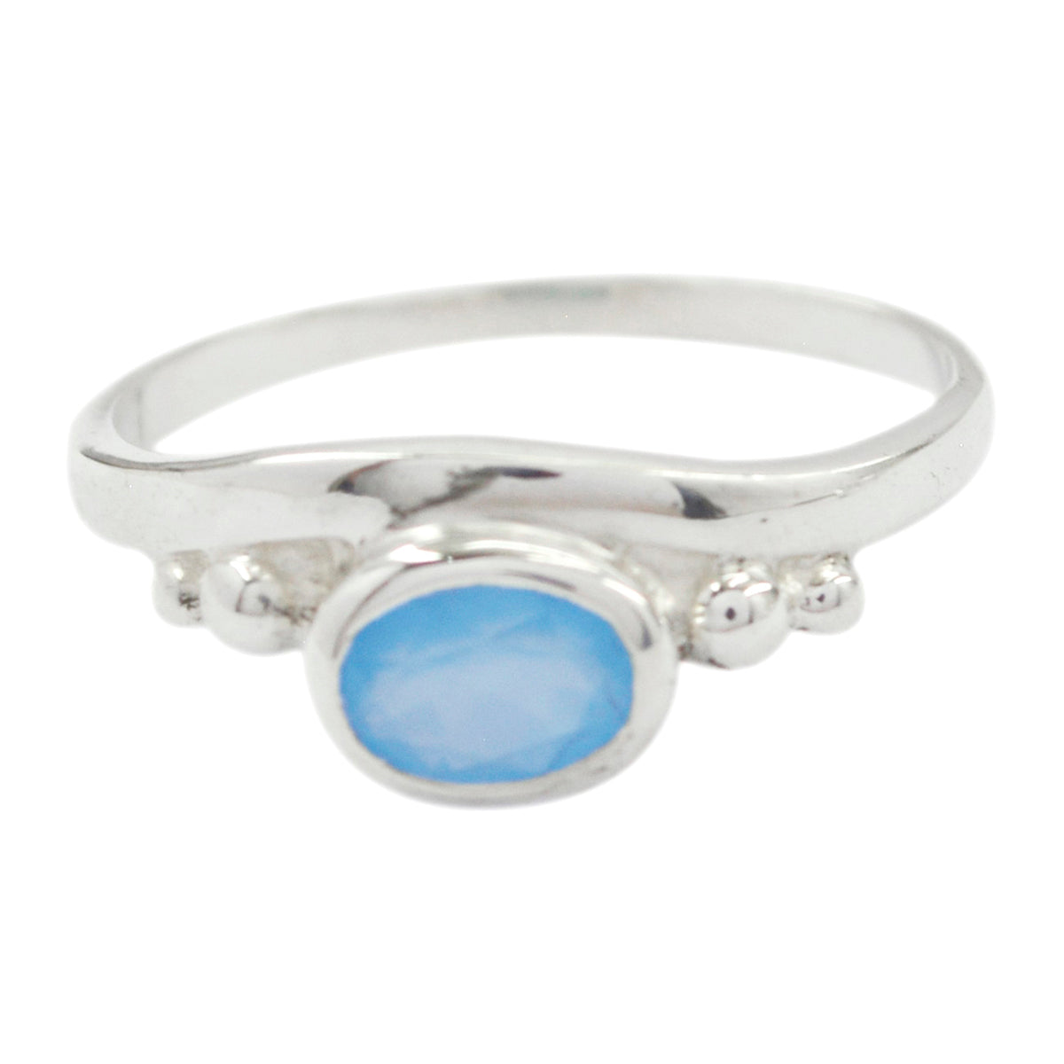 Eun-ji Glamorous Blue Solitaire Ring Blue Chalcedony Blue
