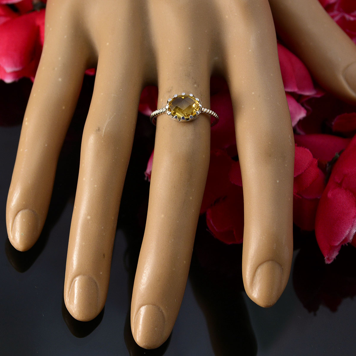 Ayesha Twist Yellow Solitaire Ring
