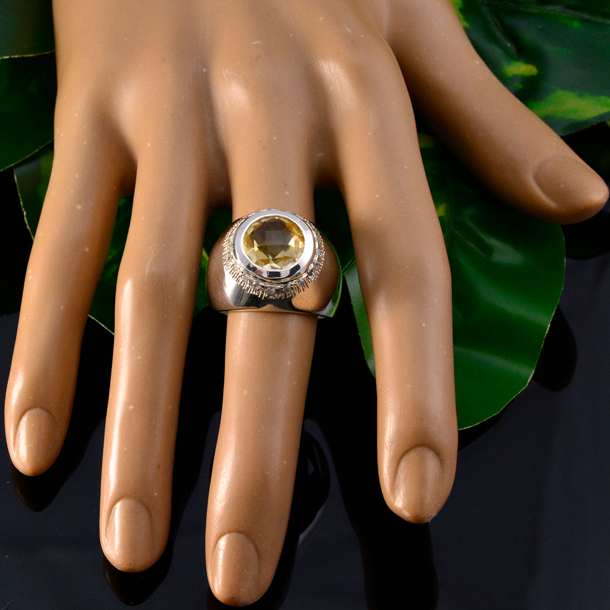 Addison Ethnic Yellow Halo Ring