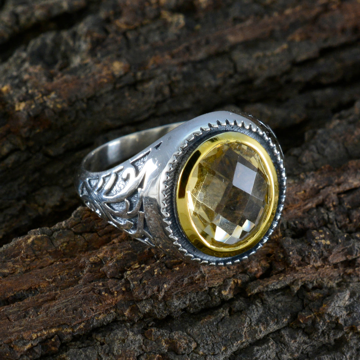 Ida Filigree Yellow Solitaire Ring