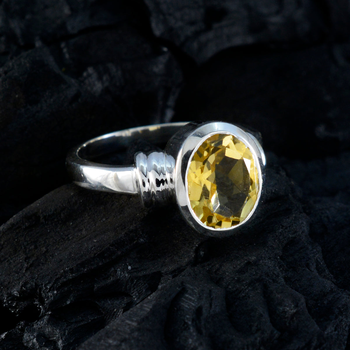 Julia Abstract Yellow Solitaire Ring