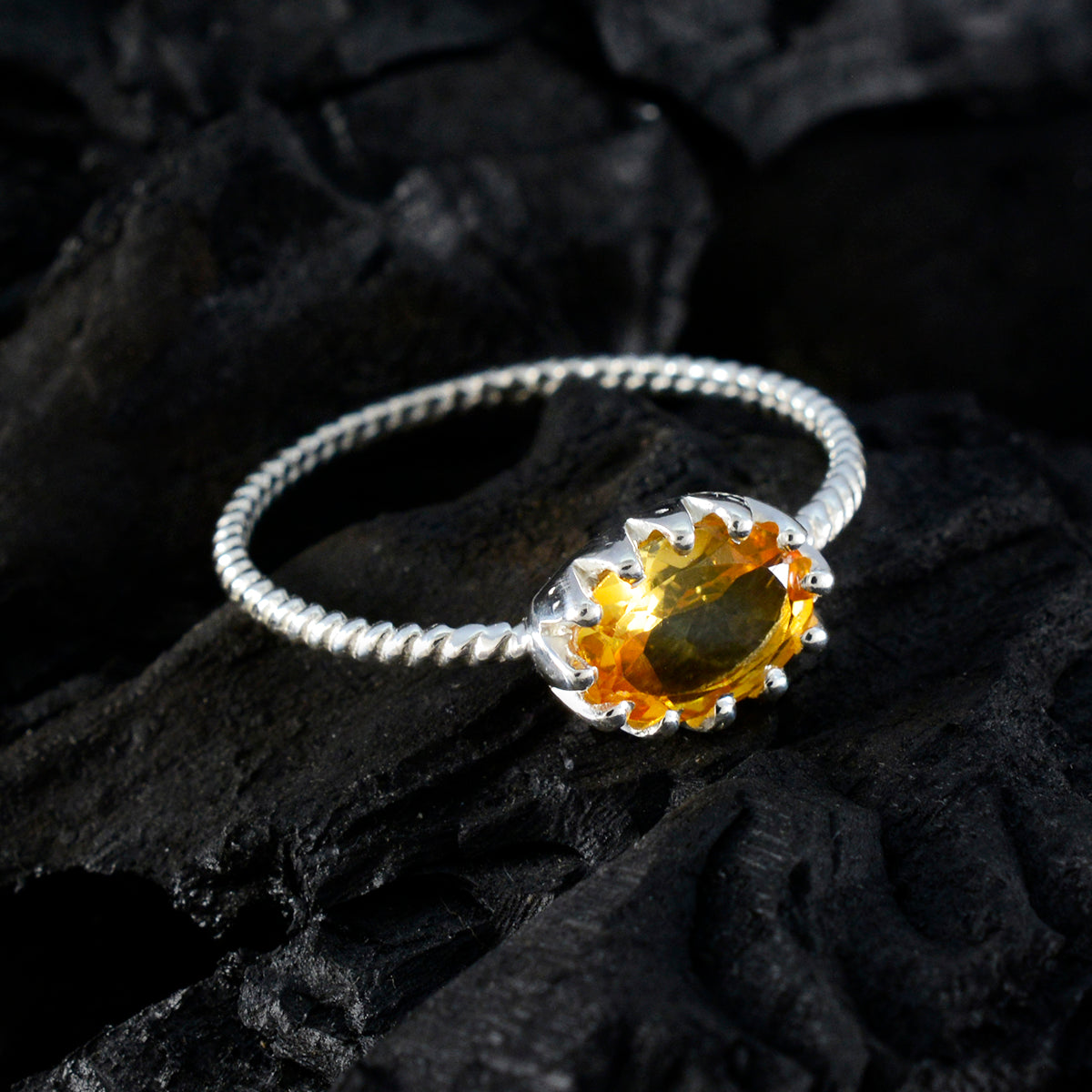 Wen Twist Yellow Solitaire Ring