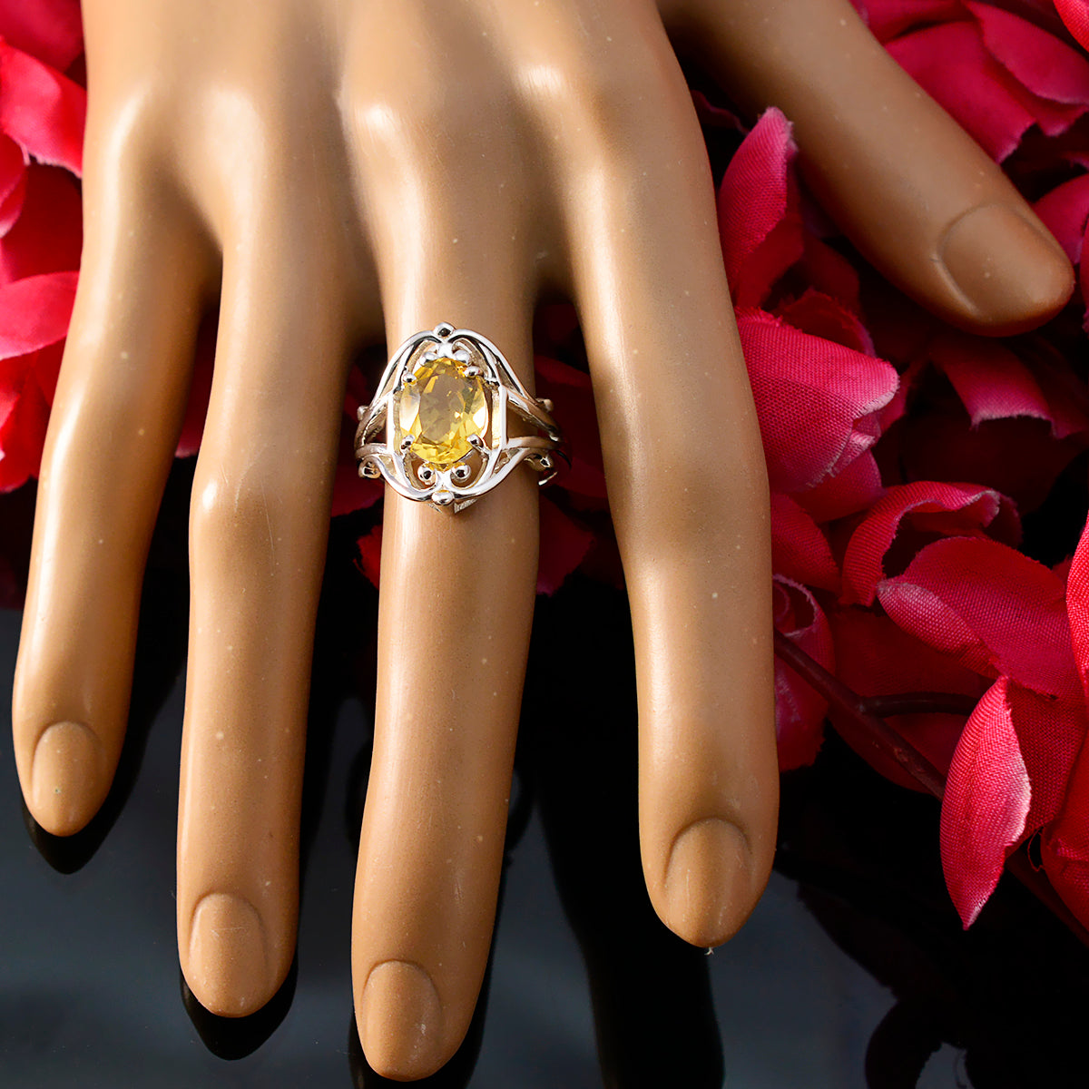 Pilar Ethnic Yellow Solitaire Ring