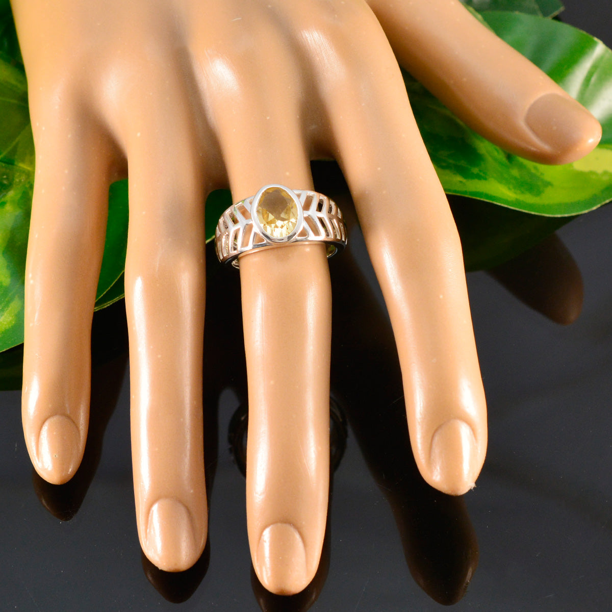 Angel Art Deco Yellow Solitaire Ring