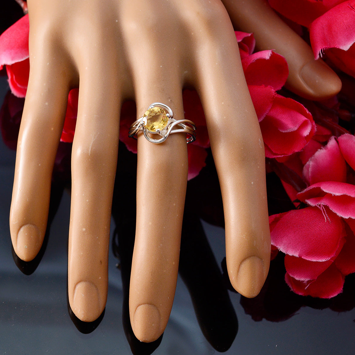 Lakshmi Feminine Yellow Solitaire Ring