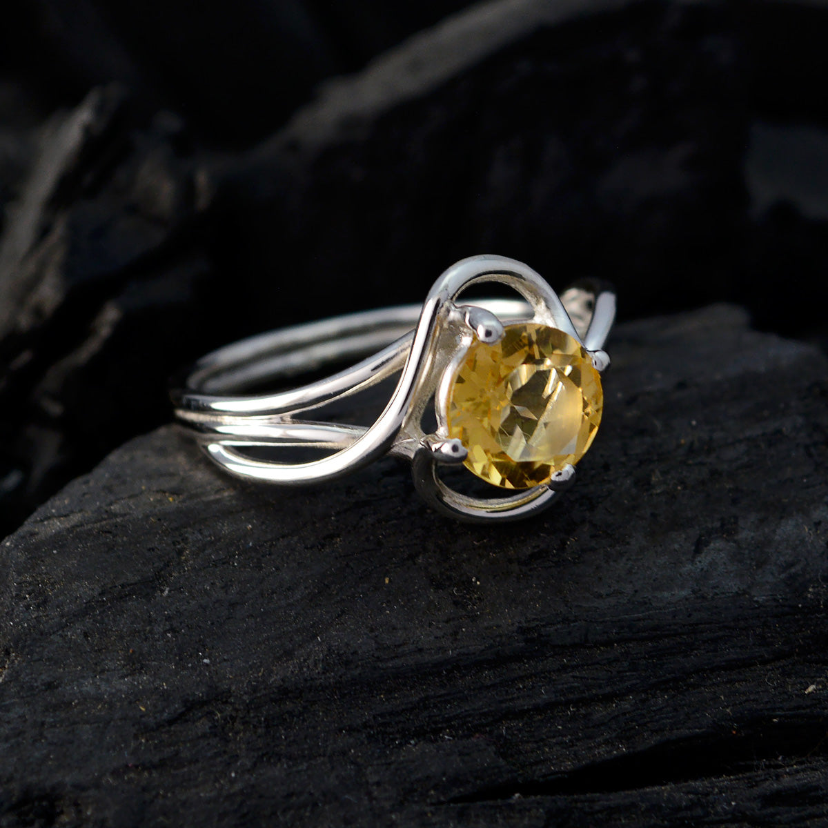 Lakshmi Feminine Yellow Solitaire Ring