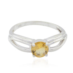 Zoey Contemporary Yellow Solitaire Ring Citrine Yellow