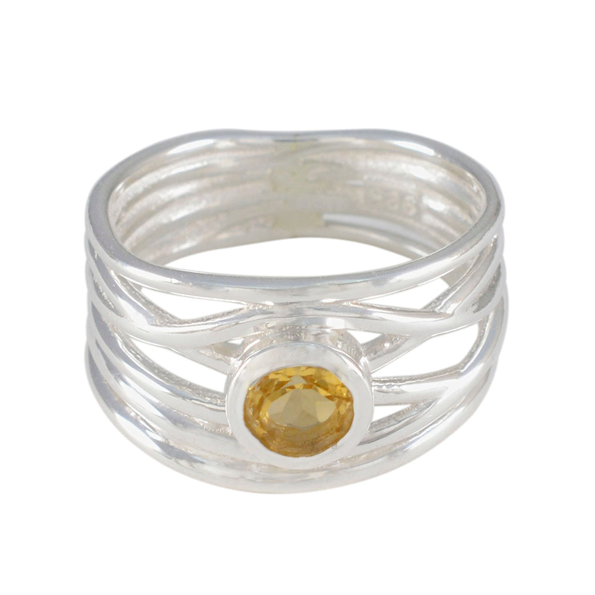 Priya Rope-Wire Yellow Solitaire Band Citrine Yellow