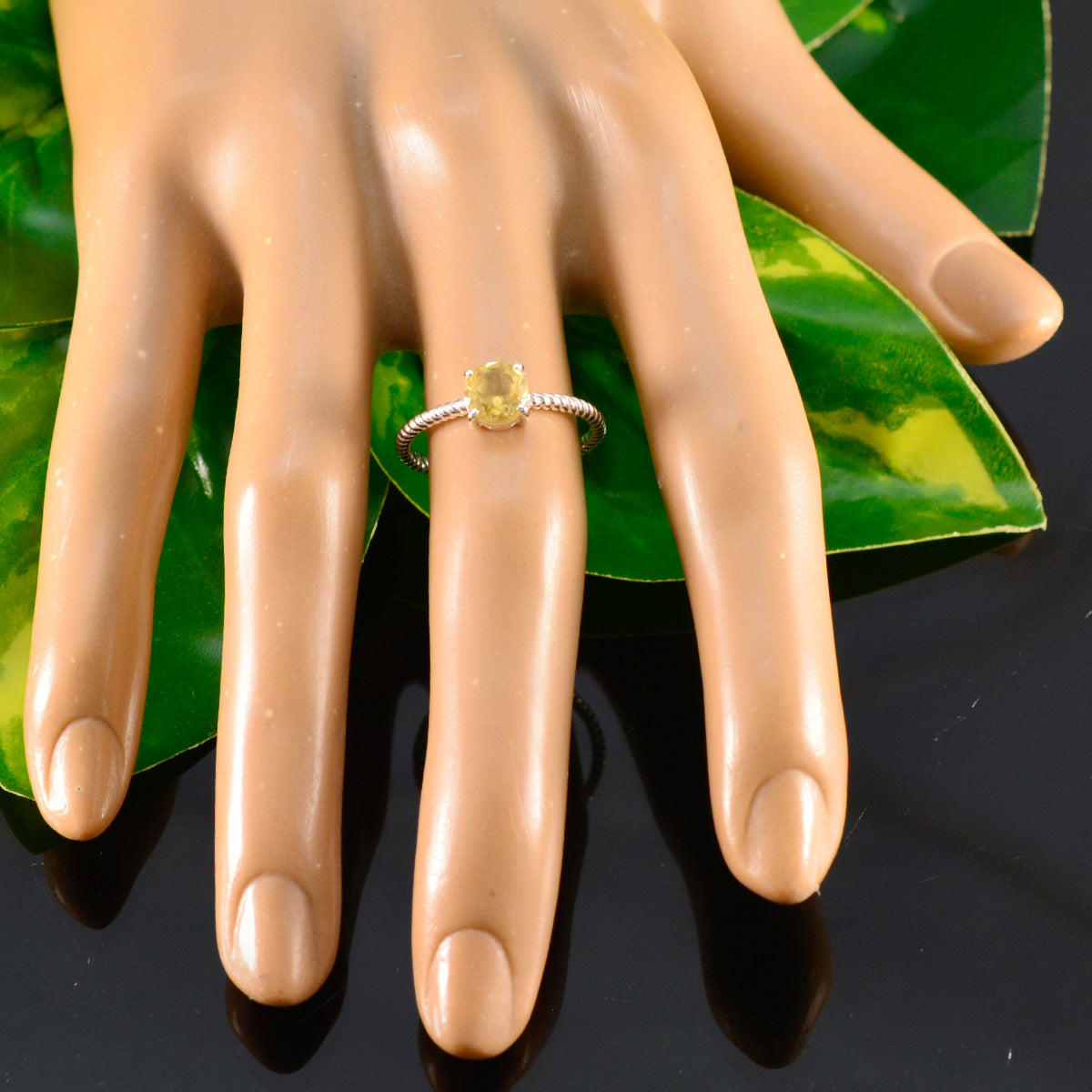 Aisha Twist Yellow Solitaire Ring