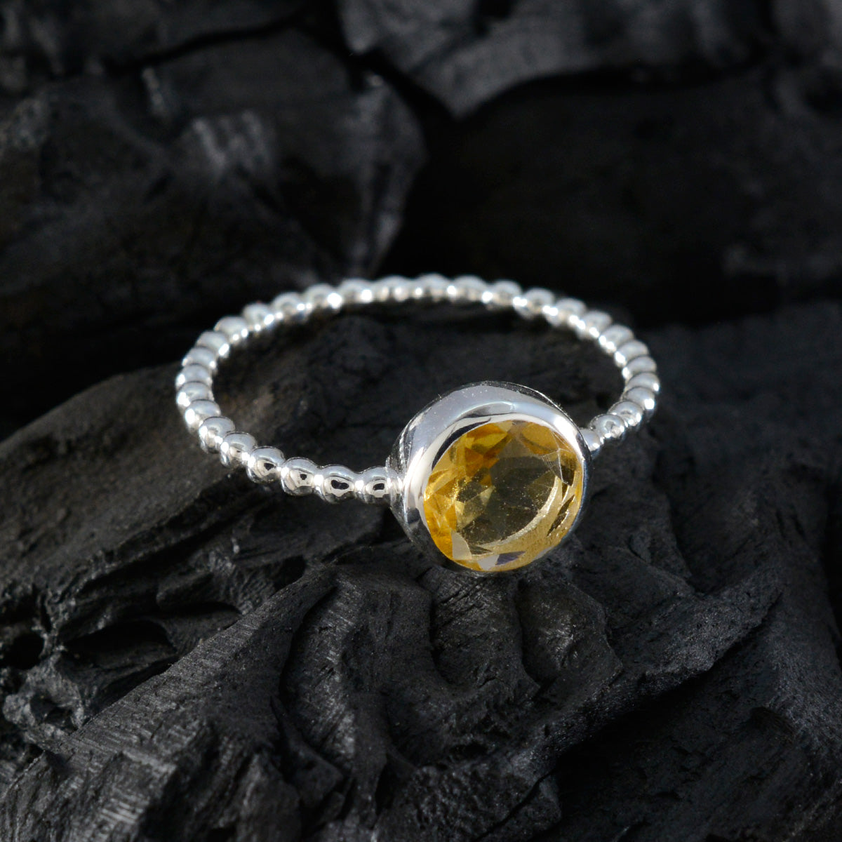 Sakura Twist Yellow Solitaire Ring