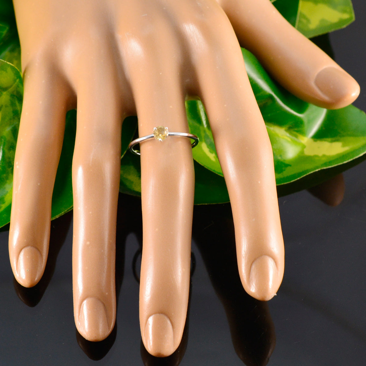 Ines Feminine Yellow Solitaire Ring