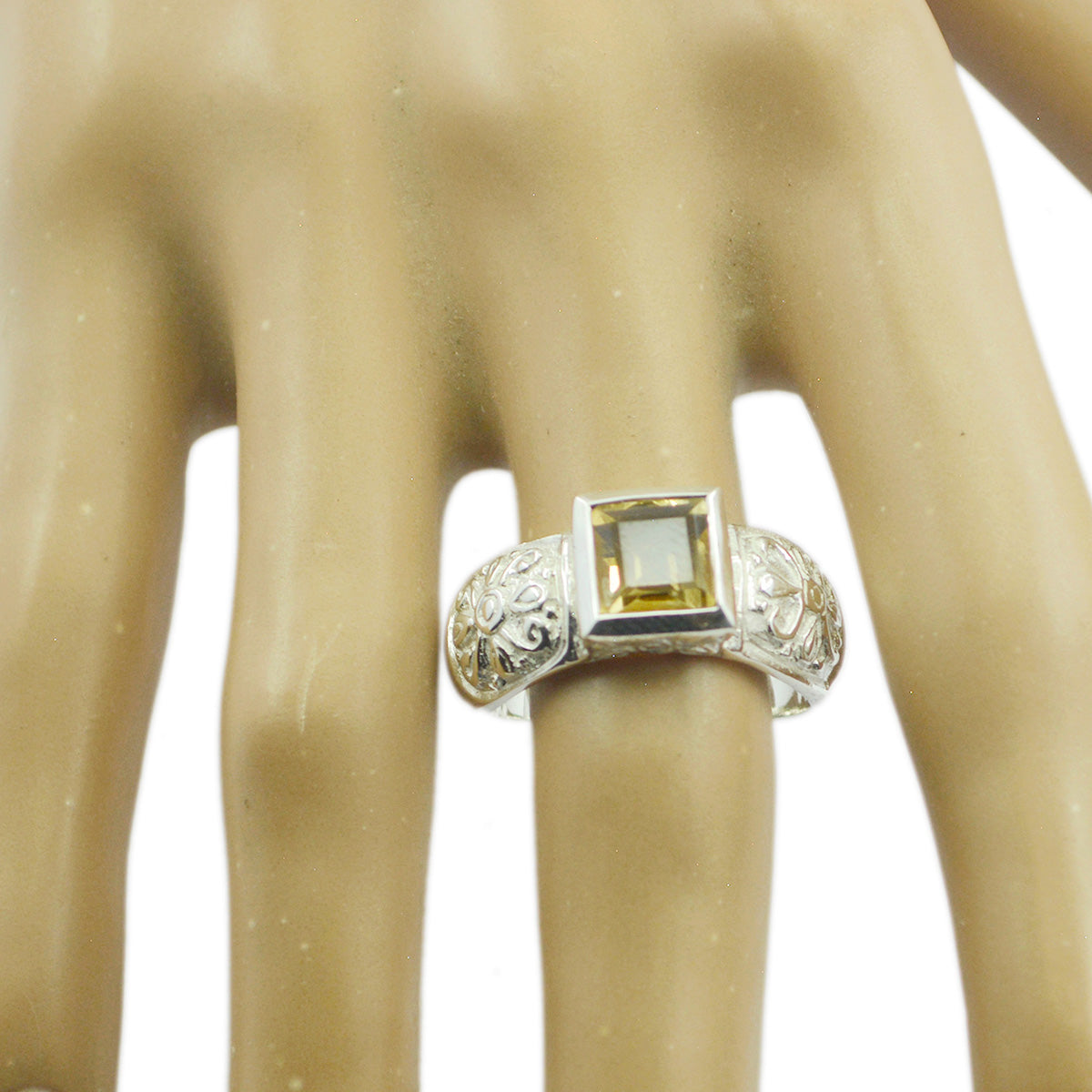 Pauline Art Deco Yellow Solitaire Ring