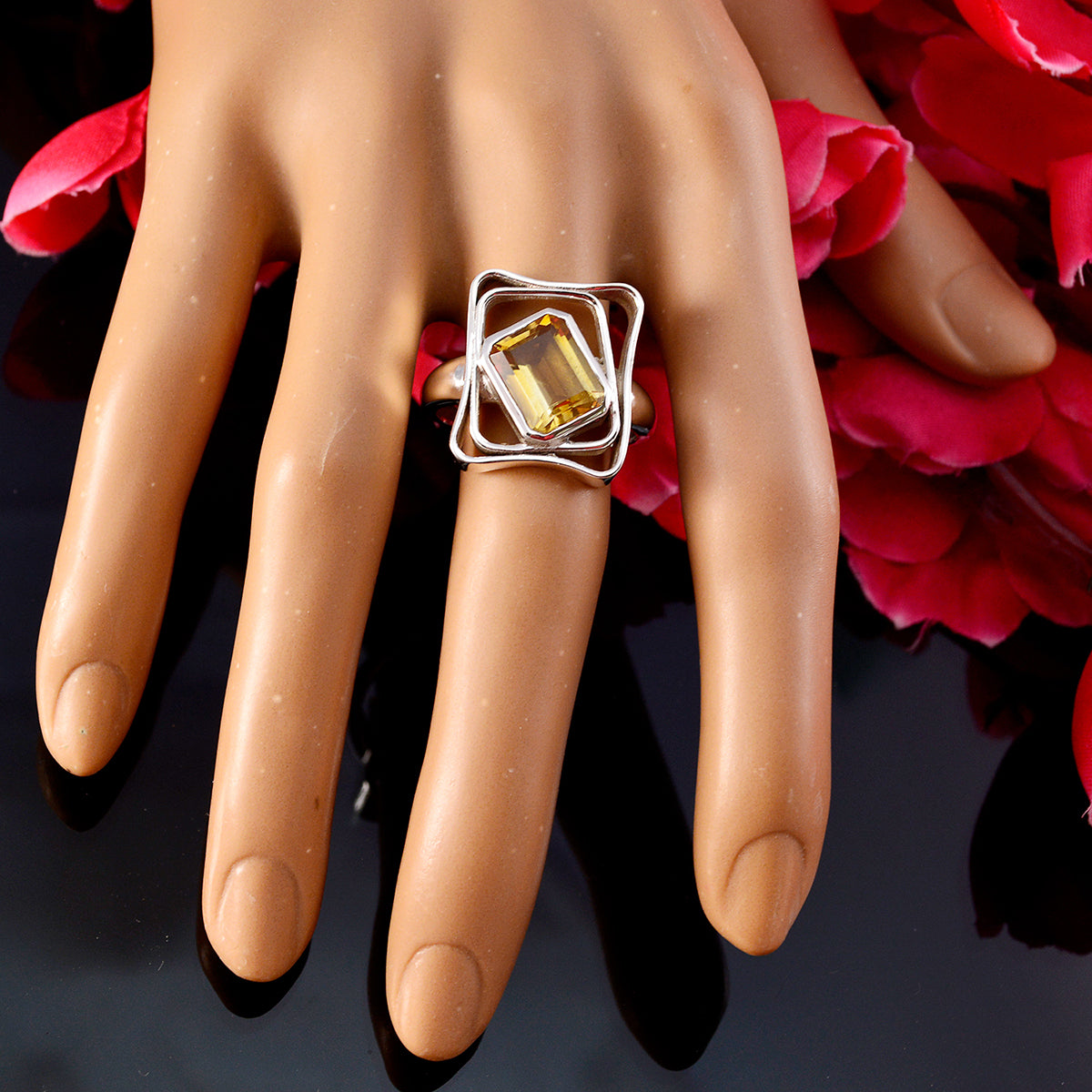 Alejandra Signet Yellow Solitaire Ring