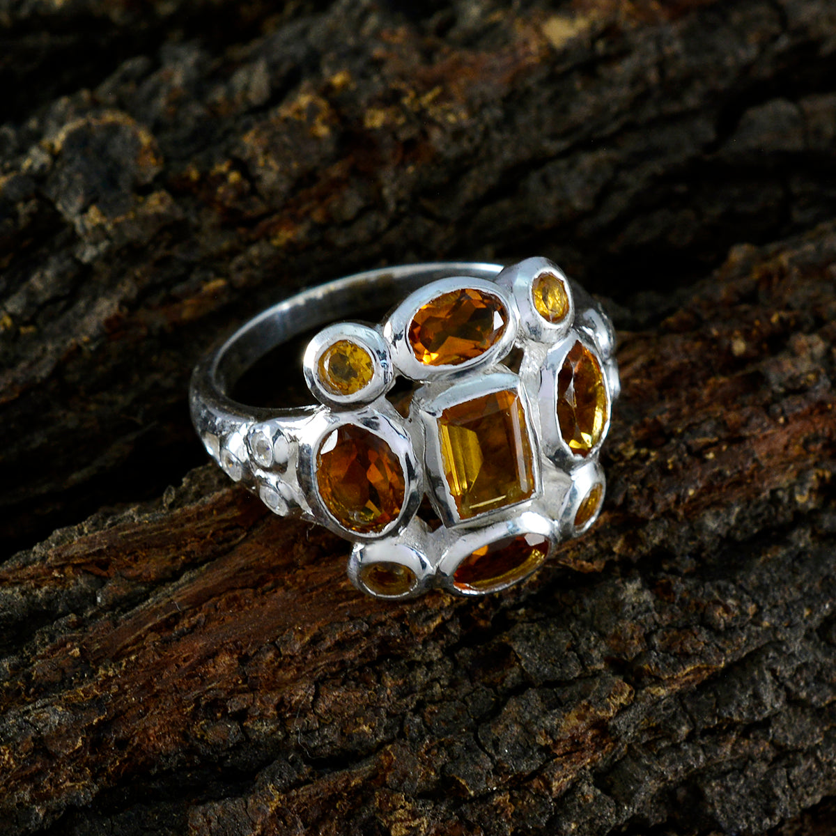 Ananya Sophisticated Yellow Navratna Ring